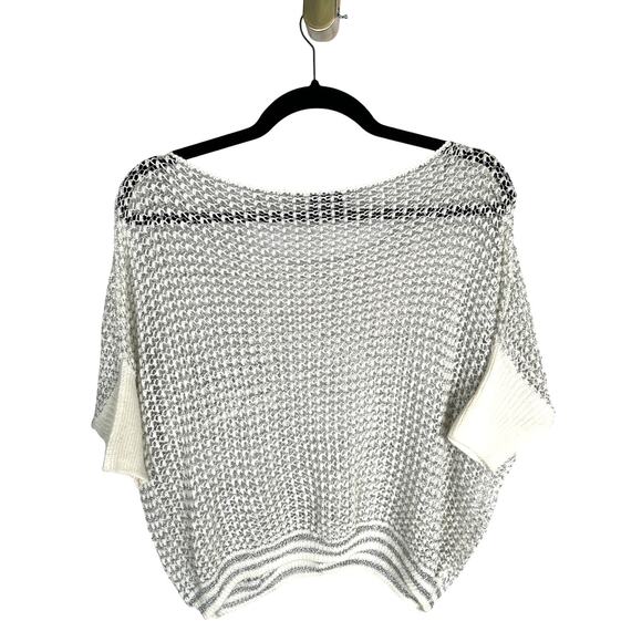 NEW! Revolve M Doll&Company Metallic Open Knit Cropped Sweater Silver White - Picture 3 of 5